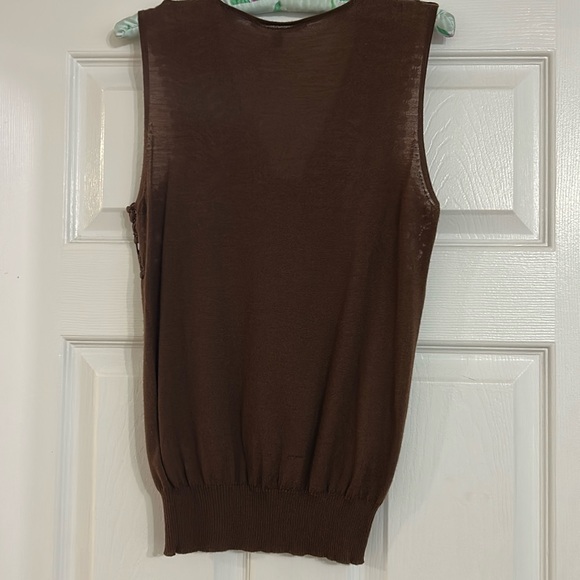 authentic GUCCI knit sleeveless tank top sweater v neck brown size Large - Picture 2 of 9